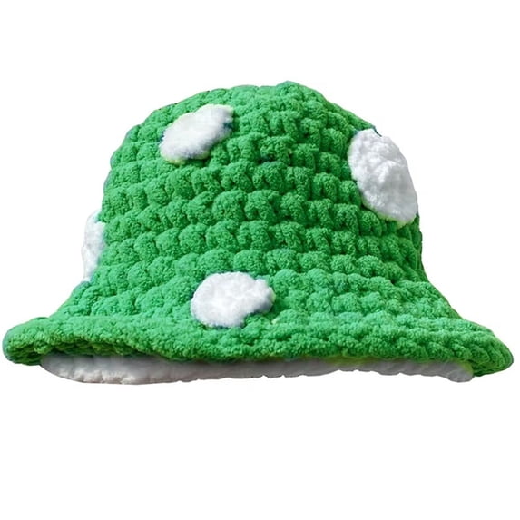 Jiibva 20in Cute Knitted Mushroom Hat Foldable Crochet Fisherman Hat Handmade Knitting Mushroom Hat Crochet Bucket Hat