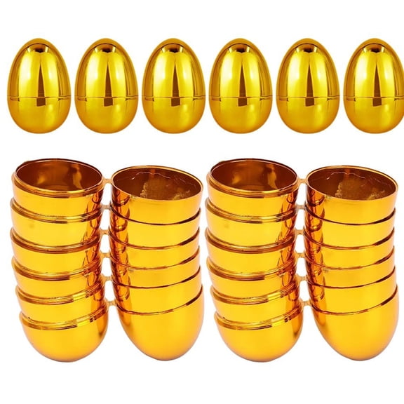 Jiibva 24 Pcs Golden Easter Eggs, Fillable Easter Eggs Empty Easter Egg Easter Egg Hunt Games Party Favor Fillers Basket Stuffers for Easter Party