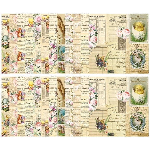 Jiibva 24 Sheets Easter Pattern Paper Easter Egg Bunny Rabbit Floral Scrapbook Paper Spring Decorative Craft Paper for DIY Card Making Junk Journal Decor