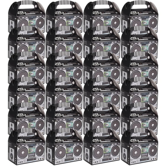 Jiibva 24Pcs Boom Favor Box Boom Box Party Decoration Party Gift Box Vintage Gift Candy Treat Goodies Box for Table Decoration