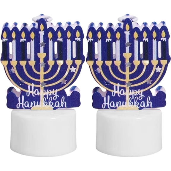 Jiibva 2PCS Hanukkah Decorations, LED Hanukkah Menorah, Chanukah Lights Candle Holder for Jewish Home Bedroom Living Room