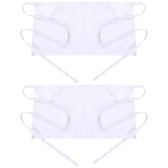 Jiibva 2PCS Waist Apron Short Half Aprons Waiter Half Apron Adjustable Pinny With Pockets Gardening And Cooking Apron Kitchen Work Baking Tabard