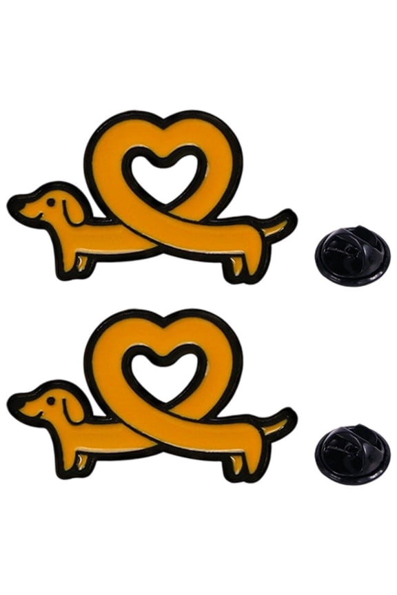 2Pcs Cartoon Dachshund Brooches Animal Lapel Pins Novelty Pin Badges for Backpack Clothes Hat Scarf Jackets Accessories