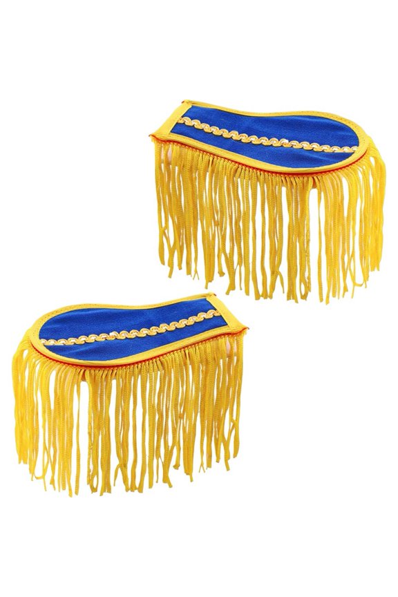 2Pcs Fashion Tassel Epaulettes Brooch Board Detachable Golden Epaulet Shoulder Badge Decoration for Jackets Metal Punk Fringe