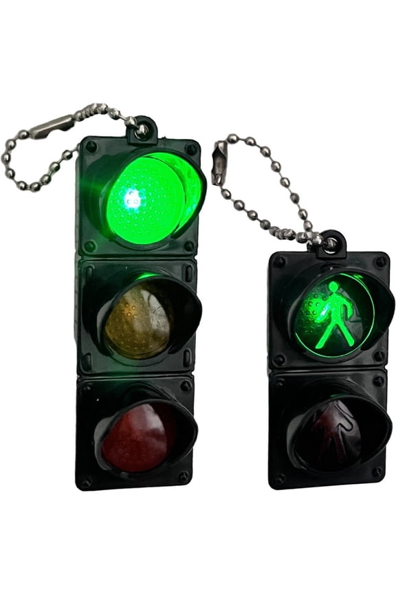 2Pcs Keychains Luminous Traffic Light Key Rings Cute Key Chain Funny Keychains Car Key Pendant Accessories for Wallet Backpack Bag Charm