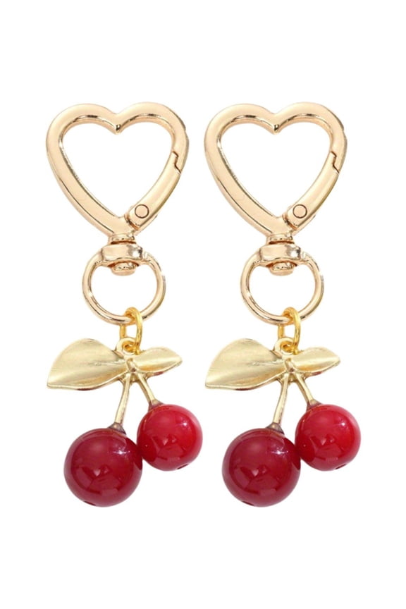 2pcs Cherry Bag Charm Purse Charms Keychain Car Fruits Cherries Accessories Keychian Gifts for Women Christmas Valentine Bag Gifts