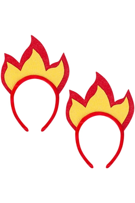 2pcs Funny Halloween Flame Headband Fire Headpiece Flame Crown Headpiece Soft Felt Fire Props Reusable Rave Dance Hair Hoops For Costume Dress-Up Party