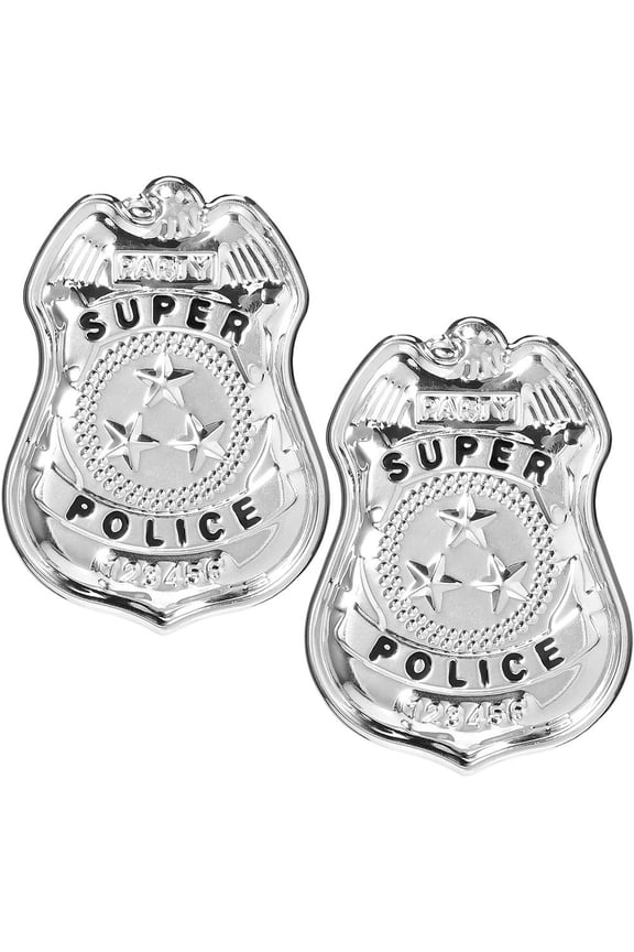 2pcs Lifelike Police Badge Brooch for All Ages, Dress-Up Police Badge, Metal Police Badge Photo Prop Halloween Dress-Up Pin Accessories for Party