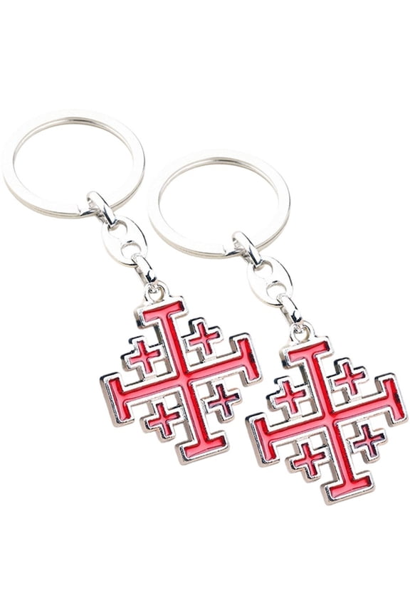 2pcs Religious Jewelry Keychains Cross Pendants Key Chain Metal Key Rings Charm For Fashion Enthusiasts