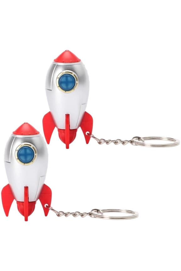 2pcs Rocket Keychain Led Light Up Airplane Key Ring Cartoon Key Fob with Sound for Bag Purse Charms Car Keys Birthday Gift