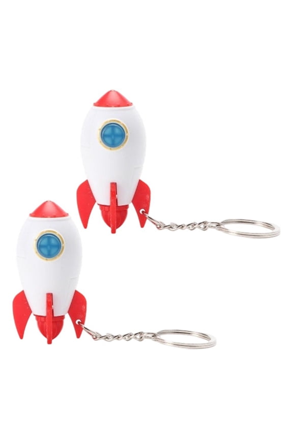 2pcs Rocket Keychain Light 2pcs Helicopter Light Keychain Space Themed Key Ring Light Up Astronaut Party Favors for Birthday Party