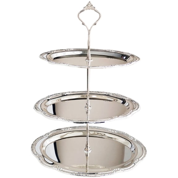 Jiibva 3 Tier Cupcake Stand, Vintage Embossed Dessert Stand Stainless Steel Snack Serving Tray for Tea Party, Wedding Birthday