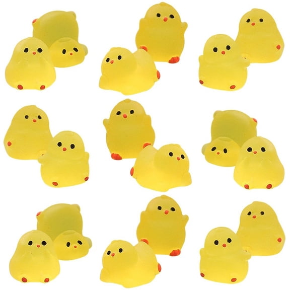 Jiibva 30 Pcs Luminous Mini Chicken Figurines Glow in The Dark Tiny Resin Chicken Cute Chicken Miniature Ornament for Dollhouse Fairy Garden Home Decor