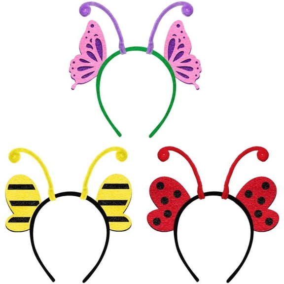 Jiibva 3Pcs Insect Headdress Festival Insect Ear Headband Ladybug Bee Butterfly Cosplay Hair Accessory Antenna Headband Photo Props For Women