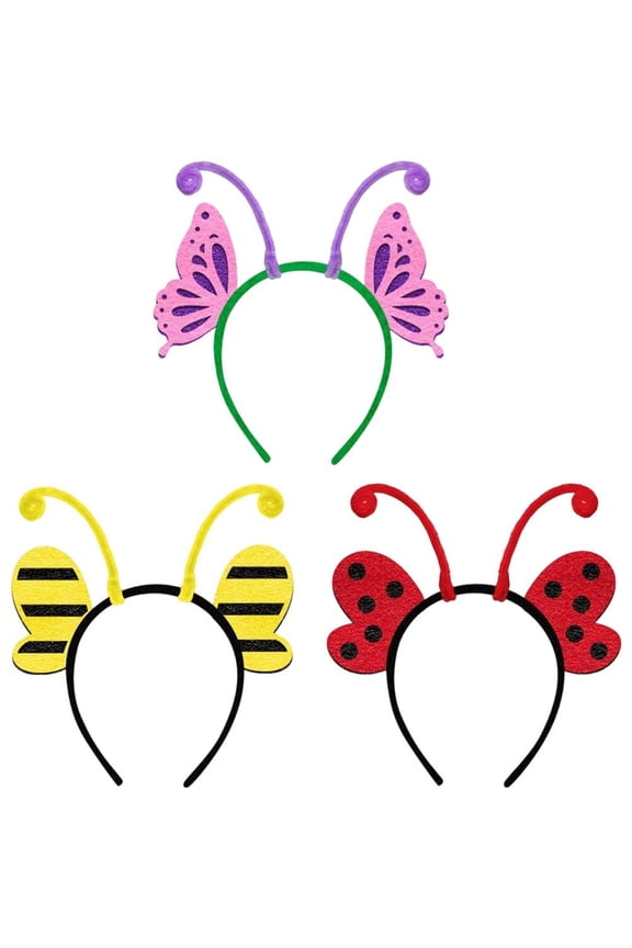 3Pcs Insect Headdress Festival Insect Ear Headband Ladybug Bee Butterfly Cosplay Hair Accessory Antenna Headband Photo Props For Women