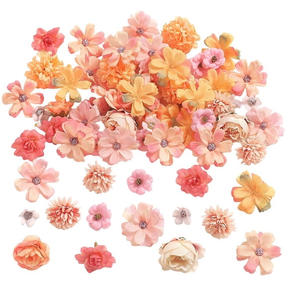 Jiibva 40Pcs Artificial Flowers Heads Silk Artificial Flowers Mini Flowers Rose Daisy Multicolor Flowers Fake Daisy Heads For Craft Wreath Wedding Party