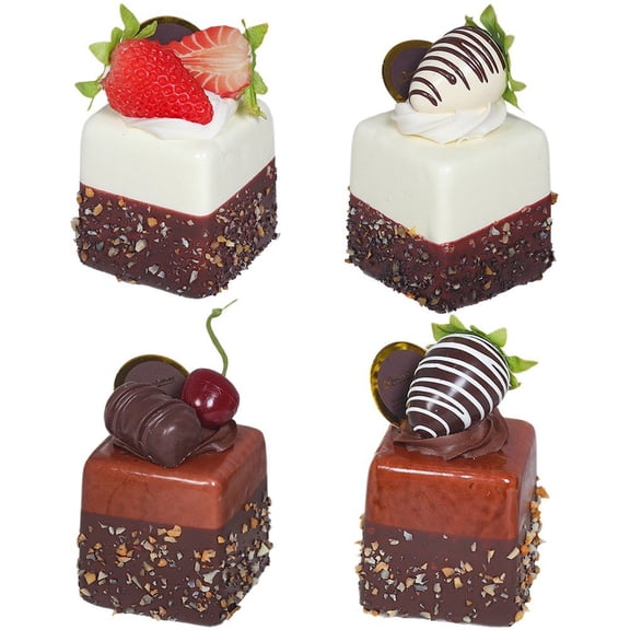 Jiibva 4Pc Mini Cake Roll Decorative Figurine Simulation Food Model for Kitchen Window Display