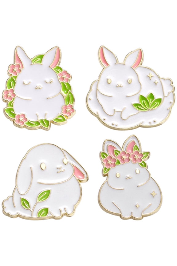 4Pcs Easter Rabbit Brooch Lovely Bunny Brooch Sweet Enamel Pin Easter Costume Accessories for Backpack Cloths Bags Decor