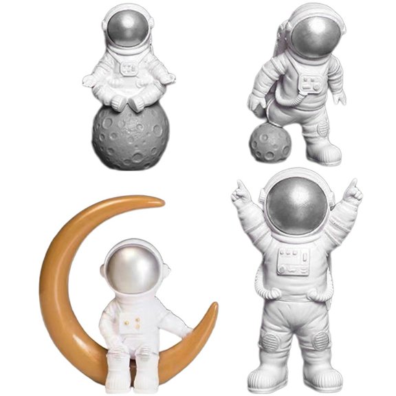 Jiibva 4Pcs/Set Astronaut Figure Statue Astronaut Ornaments Spaceman Sculpture Astronaut Model Desktop Home Decoration
