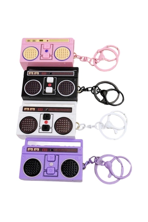 4Pcs Vintage Radio Recorder Keychains Retro Keyring Pendant for Women Wallet Car Keys Accessories