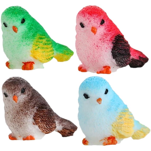 Jiibva 4pcs Miniature Bird Figurines Small Bird Models Simulated Animals Ornaments Artificial Miniature Animal Model Birds Craft Bird