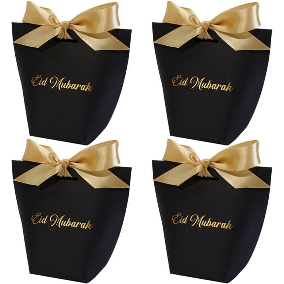 Jiibva 50pcs Eid Mubarak Gift Boxes,Candy Small Gift Boxes with Ribbon,Muslim Ramadan Party Favour Bags,Islamic Gift Treat Boxes,Eid Favour Boxes for Candies,Goodies,Ramadan Eid Party Decoration
