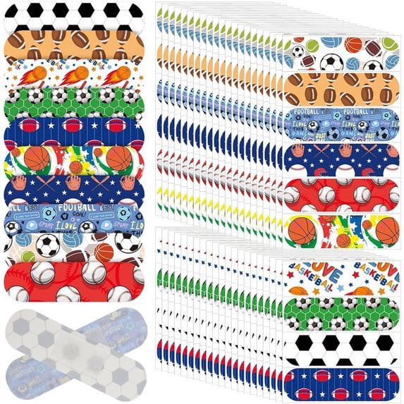Jiibva 50pcs/set Football Pattern Stickers Fans Face Stickers Tape Wound Plasters Waterproof Adhesive Bandages