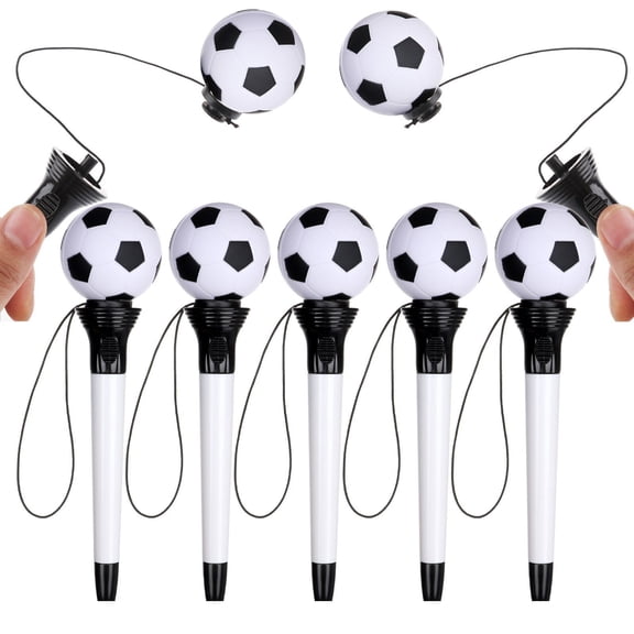 Jiibva 5Pcs Funny Sports Bouncing Ball Ballpoint Pens Gift Stationery Novelty Football Ball Point Pen