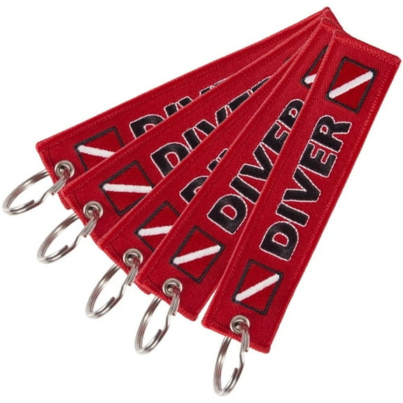 Jiibva 5pcs Lightweight Diving Badge Keychain, Embroidered Diver Sign Keyring, Diving Symbol Keychain Scuba Diver Keychain Extreme Sports Jewelry Great Gift for Divers
