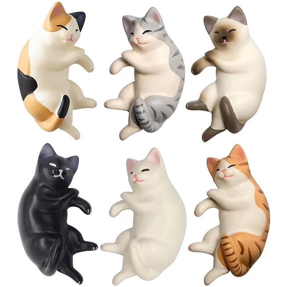 Jiibva 6 Pcs Funny Cat Refrigerator Magnets, 3D Cat Fridge Magnets, Mini Kawaii Animal Decorative Magnet for Home Kitchen with Strong Magnetic