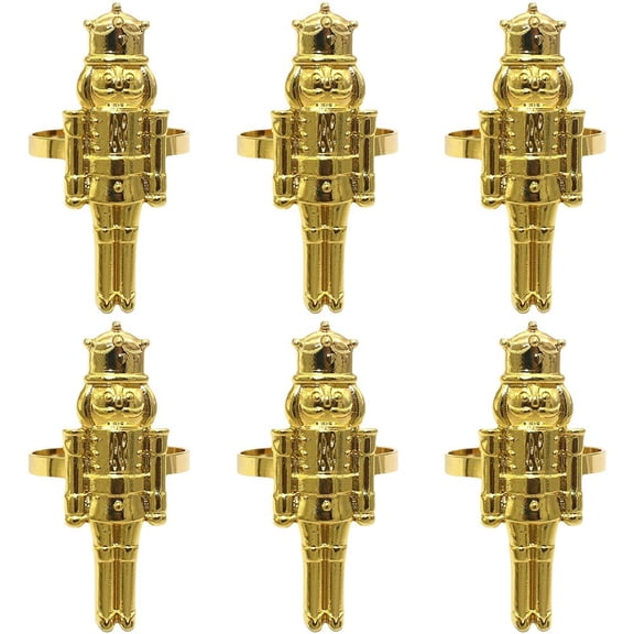 Jiibva 6Pcs Christmas Napkin Rings Nutcracker Napkin Rings Xmas Napkin Buckle Serviette Buckles Napkin Holders For Holiday Dinner Party