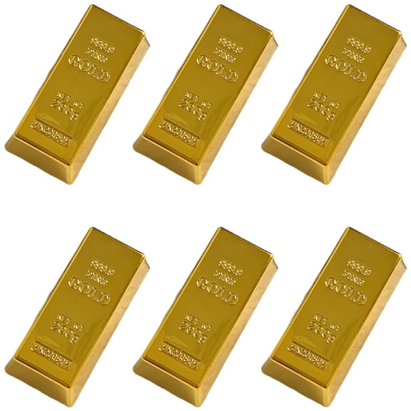 Jiibva 6Pcs Fake Gold Bars Funny Refrigerator Magnets Pirate Party Props for Kitchen Fridge Whiteboard Map Cabinets Decoration