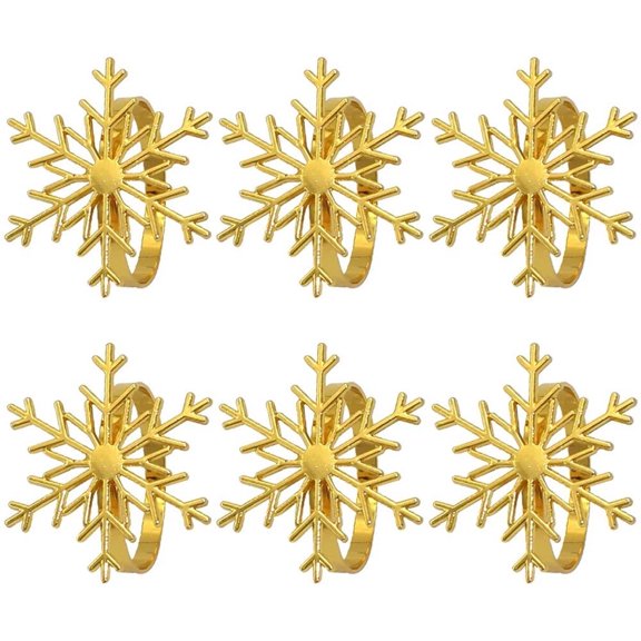 Jiibva Snowflake Napkin Buckle Alloy Art Deco Christmas Napkin Rings 6 Pack