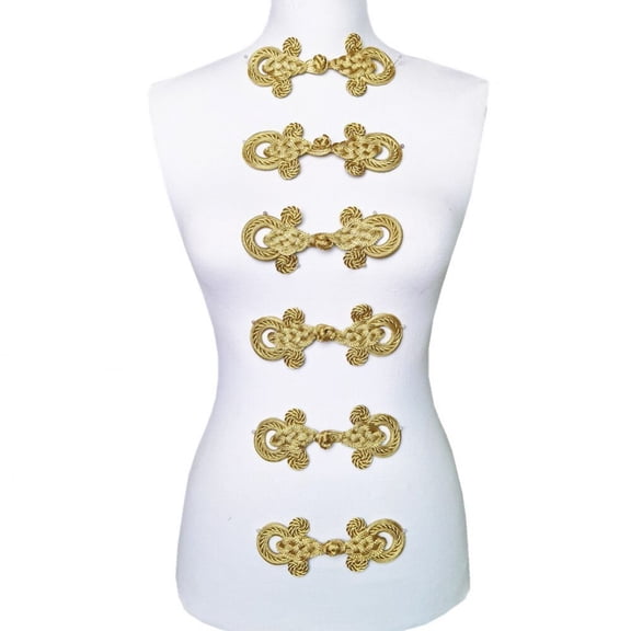 Jiibva 6pcs Chinese Knots Frog Buttons Closure Sewing Fasteners for Sweater Cloak Coats Scarf Cardigan and Costumes Outfit Sewing