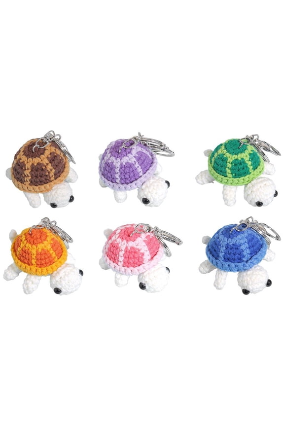 6pcs Funny Turtle Keychain Mini Turtle Yarn Crochet Keychain, Turtle Plush Toy Pendant,Crochet Sea Turtle Keychain