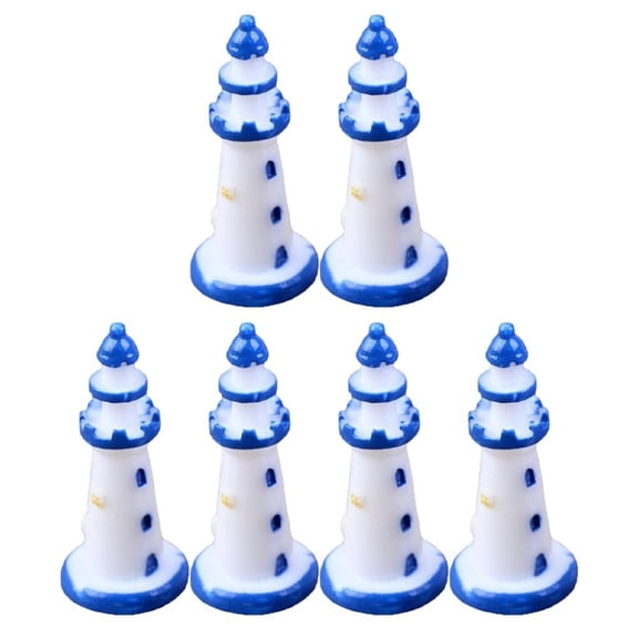 Jiibva 6pcs/set Mini Lighthouse Tower Plastic Lighthouse Model Miniatures Lighthouse Figurine Micro Landscape Decoration