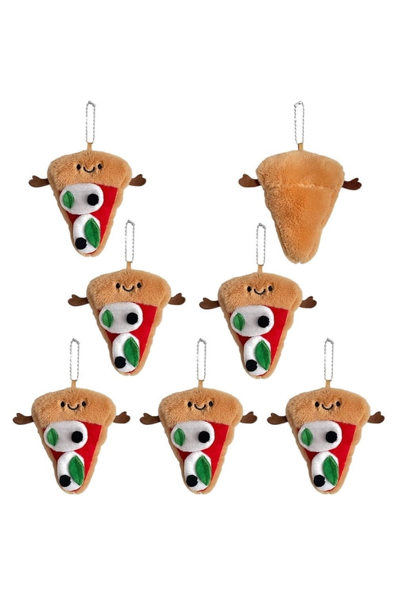 7pcs Cute Plush Pizza Keychain Pizza Pendant Plush Keychain Bag Decoration Mini Triangle Pizza Keyring Bag Charm Party Favors Women Gifts