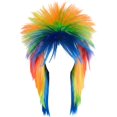Blue Inverse Mohawk Jiibva 80s Punk Rock Mohawk Costume Wig Multi-Colored Spike Synthetic ...