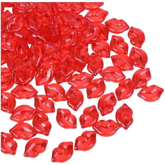 Jiibva Acrylic Heart for Valentine's Day Decorations 330pcs Red Heart Shaped Red Lips for Wedding Holiday Table Decoration Vase Filling