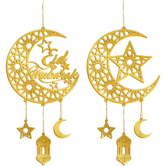 Jiibva Acrylic Ramadan Wall Pendant Eid Mubarak Moon Star Wall Ornaments For Home Eid Muslim Islamic Party Holiday Decor