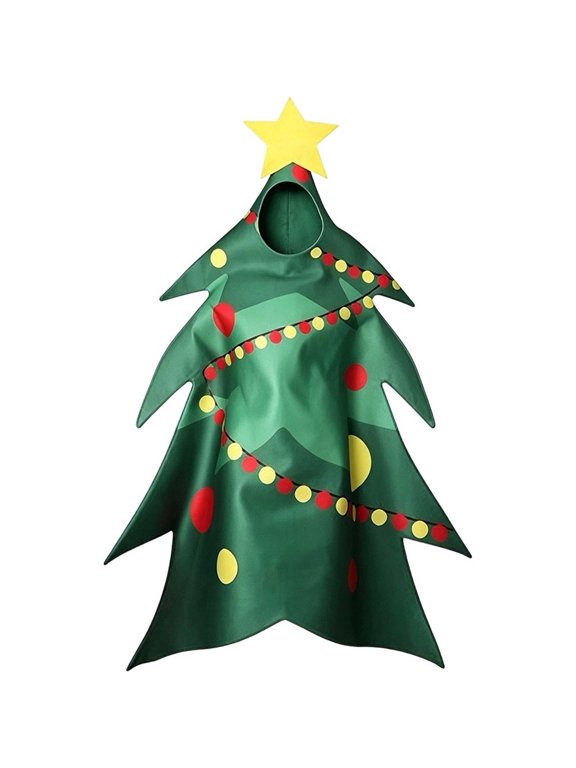 Adult Christmas Tree Cosplay Costume Hooded Outfit Green 166cm
