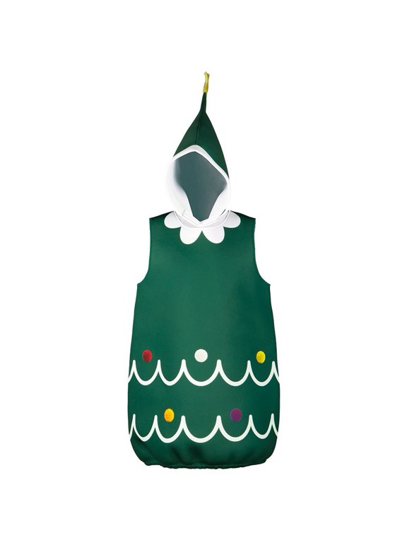 Adult Christmas Tree Cosplay Costume Hooded Outfit Green 58x97cm