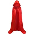 thumbnail image 1 of Jiibva Adult Red Satin Hooded Cloak Halloween Cosplay Cape Vampire Devil Costume 170cm, 1 of 7