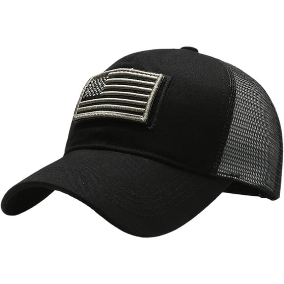 Jiibva American Flag Embroidered Baseball Cap Men USA Flag Net Hat Breathable Climbing Hiking Mesh Baseball Hat Cap for Outdoor