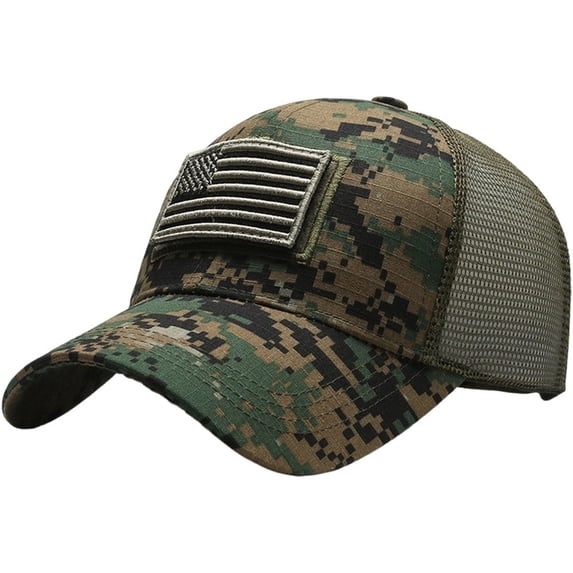 Jiibva American Flag Embroidered Baseball Cap Men USA Flag Net Hat Lightweight Baseball Hat Breathable Climbing Hiking Cap for Man