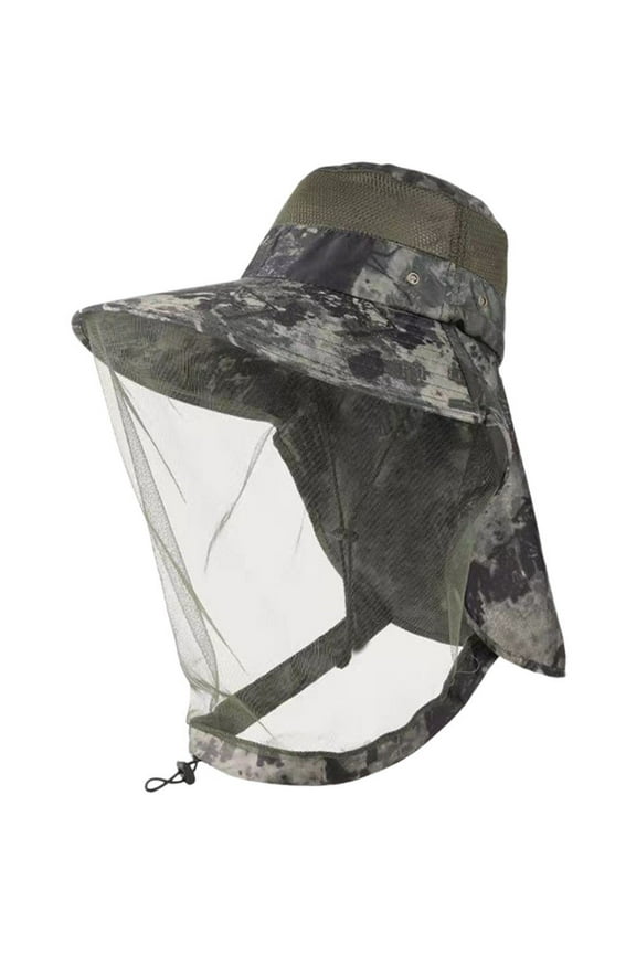 Anti-Mosquito Mesh Bucket Hat, Mosquito Head Net Mesh Hat, Netting-Midge Face Cover UV Protection Bucket Fishing Cap Beekeeping Net Hat for Outdoor Gardening