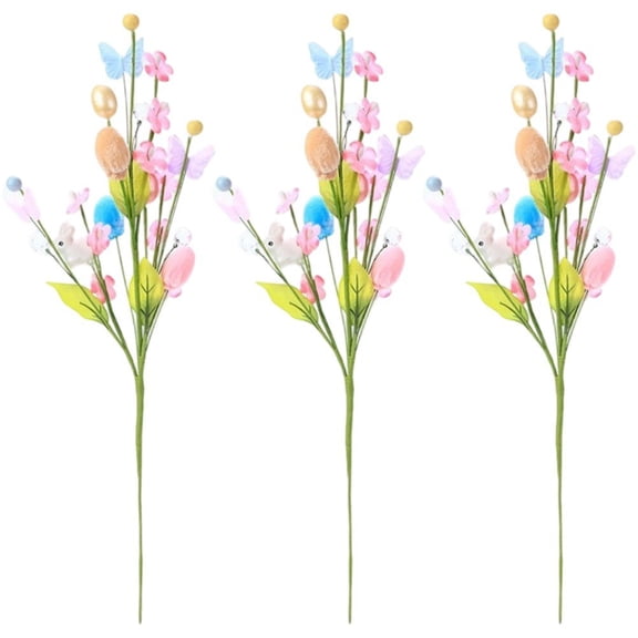 Jiibva Artificial Easter Flower, Easter Colorful Egg Berries Decorations, Spring Flower Stems Egg Twig Branches, for Home Party Vase Flower Arrangement Centerpiece Decor