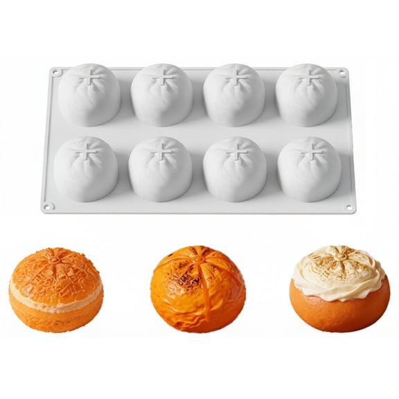 Jiibva As Shown 8 Grid Orange Shaped Silicone Baking Mold, 1 Pc for Dessert