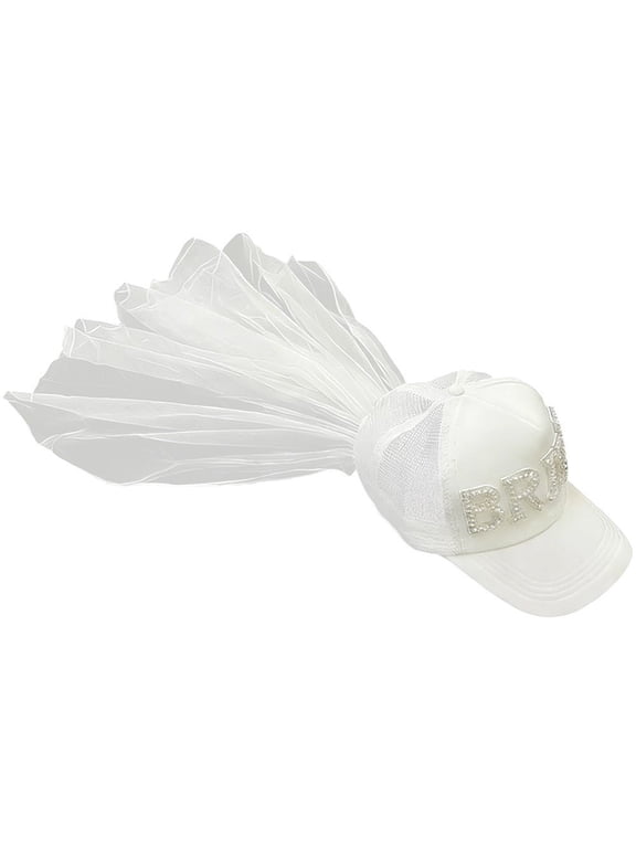 BRIDE Baseball Cap with Veil, Wedding Accessory for Special Event Bride and Bridesmaid Caps
