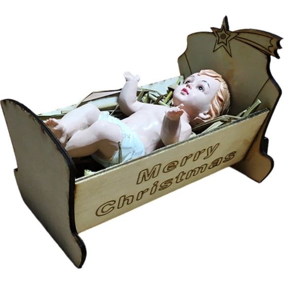 Jiibva Little Jesus Figure Christmas Ornament Handmade LED Light Up Nativity Scene Birth Jesus Figurine Holiday Decoration